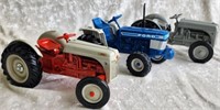 Three Ertl Ford Die Cast Tractors
