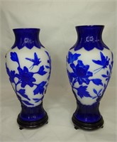 Galle Style Art Nouveau Blue Vases