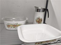 CORNING WARE CASSEROLES AND PITCHER
