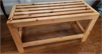 small wood slat bench