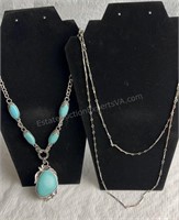Turquoise Look and Link Chain Neclaces