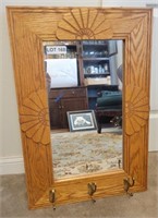 Oak Spangler Crafts Wall Mirror w/ Coat Hooks
