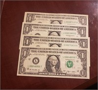 USA $1 San Francisco (L 12) x 4 Bills