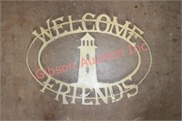 Metal Welcome Friends Lighthouse Outdoor Décor
