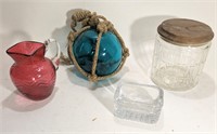 Glass Lot Cranberry Fishing ball and more