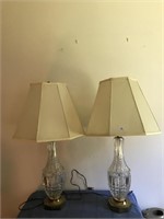 Large Pair Quality Crystal Lamps w/Shades