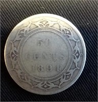 1894 NFLD silver half dollar
