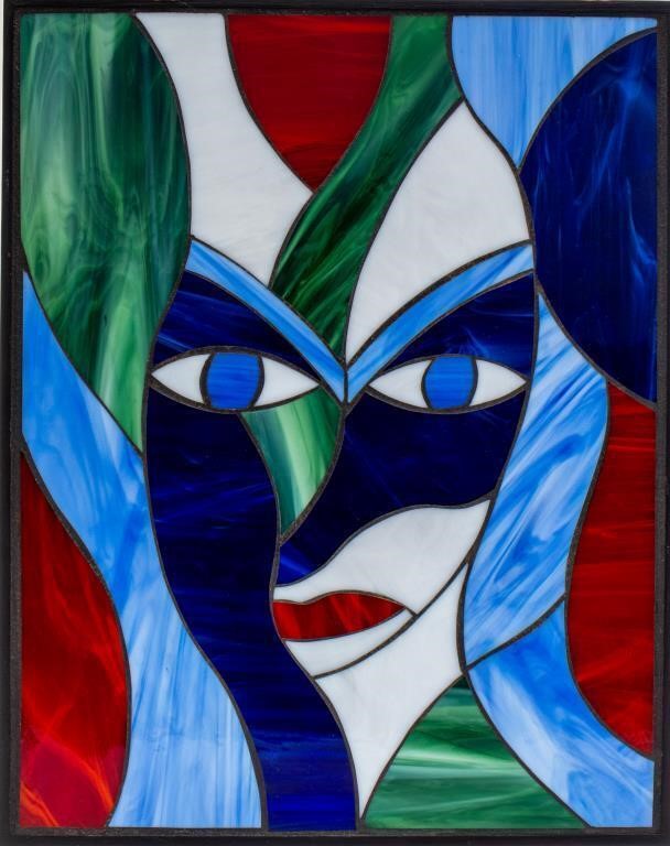 Louis Mendez Abstracted Face Stained Glass