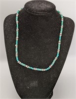 Turquoise, Pearl Bead & Sterling Silver Necklace