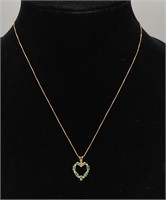14k Gold, Diamond & Emerald Heart Necklace