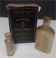 T. Eaton Co. Gold Enamel Bottles + Box