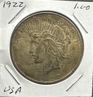 1922 US Silver Peace Dollar