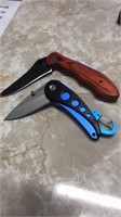 Blue and brown  knives