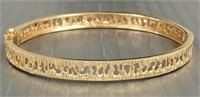 14K gold modern design hinged bangle bracelet