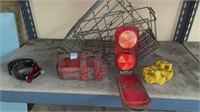 Set of road reflectors, oil filter clamp, and