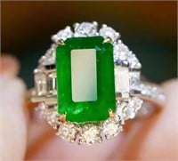 4.1ct Natural Colombian Emerald Ring 18K Gold