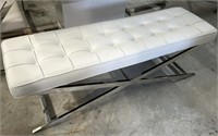 Modani Co. White Tufted Leather bench Modern!