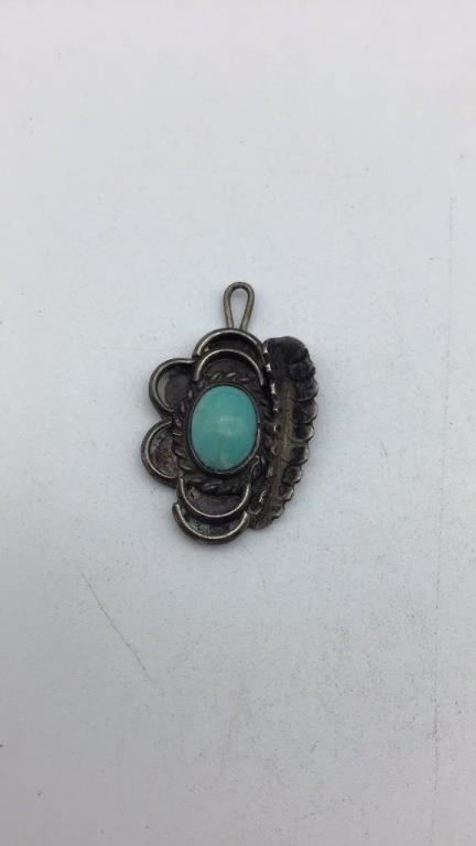 Vintage  sterling silver and turquoise pendant