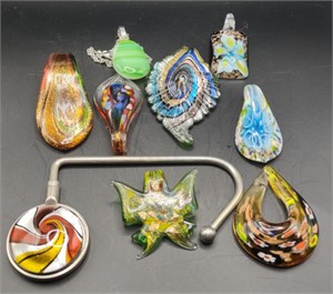 Art Glass Pendants, Largest 2.5"