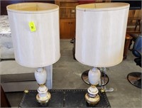 PAIR TABLE LAMPS-SHADES SHOW WEAR
