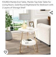 NEW Marble End Table, Gold, Round 

*Assembly