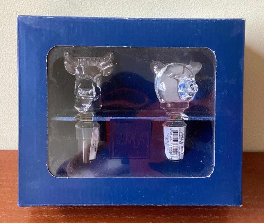 Mikasa pig and cow bottle stoppers in box