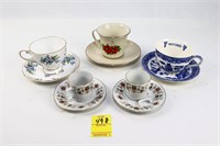 5 Teacups with Saucers