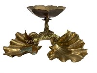 Brass Dolphin Pedestal Bowl, Pair Sea Shells
