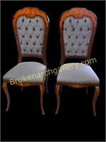 Pair Marquetry Inlaid Side Chairs