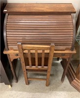 Antique Oak Child’s Roll Top Desk (W/ Chair)