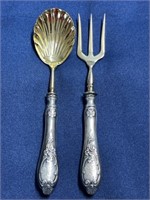 875 sterling silver clam Spoon fork w/ Monogram