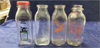 (4) Glass Milk Bottles (Smiling Hill Farm,