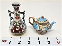 Miniature Hand Painted Vase & Teapot