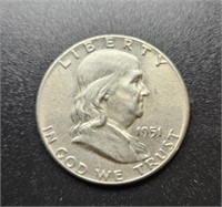 1951 Franklin Silver Half Dollar  .900 silver