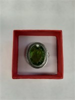 .925 SILVER PLATED PERIDOT RING SZ 8