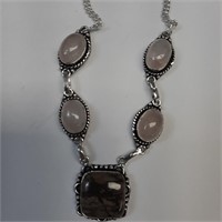 COCONUT JASPER / ROSE QUARTZ HANDMADE NECKLACE . 9