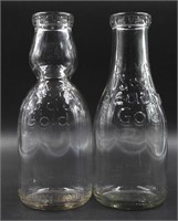 (2) Meadow Gold Silver Seal 1 Quart Milk Bottles