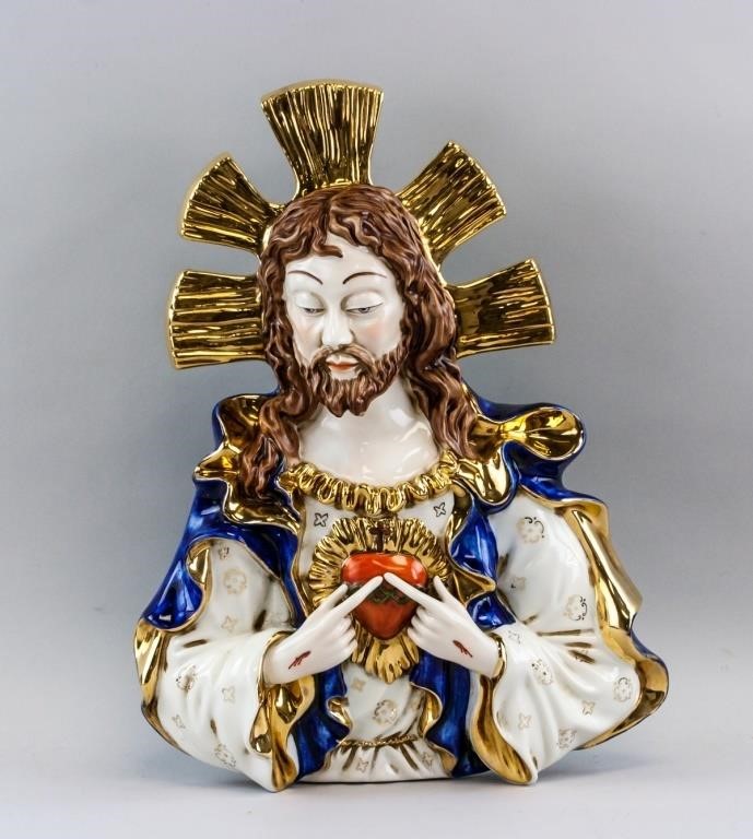 Italian Porcelain Carved Jesus Wall Hanging