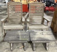 2 Outdoor Rocking Chairs & 2 Small Tables.