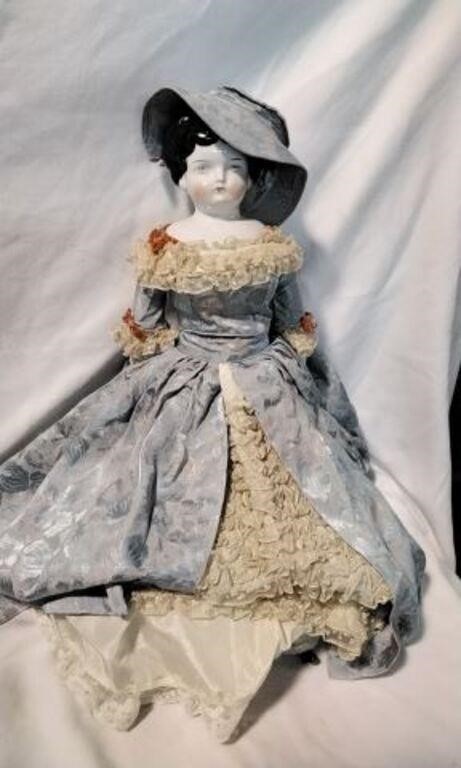 Antique Porcelain Doll in Victorian Southern Dress