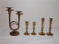 Lot of 5 Brass Candle Holders
