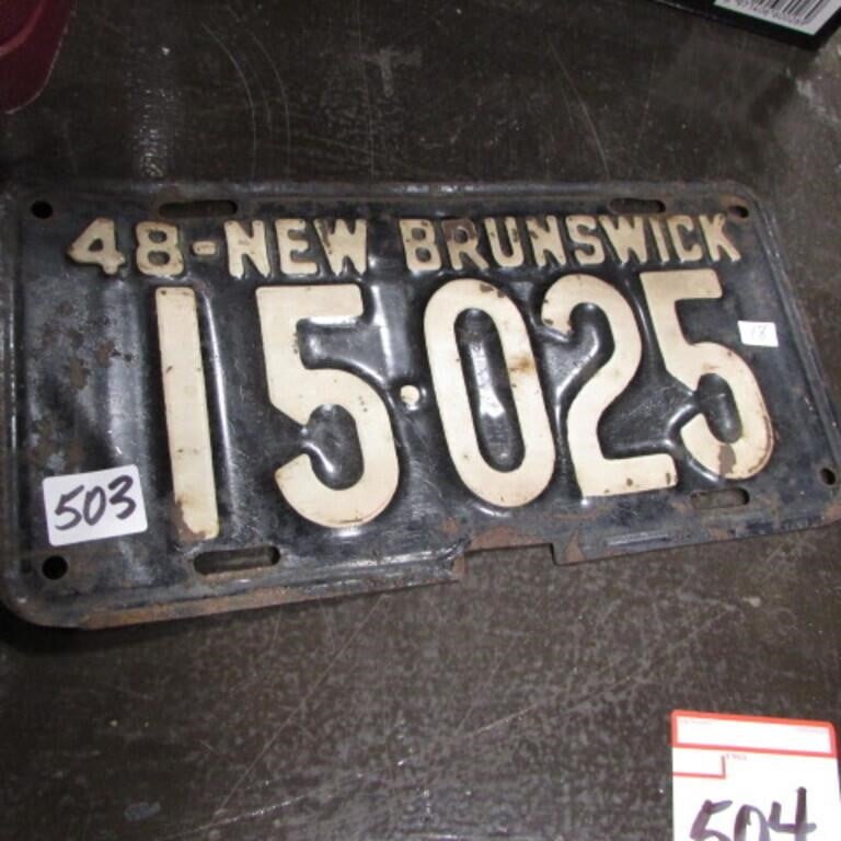 1948 NB LICENCE PLATE