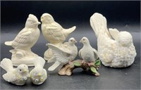 6pc Ceramic/Alabaster Doves & Birds
