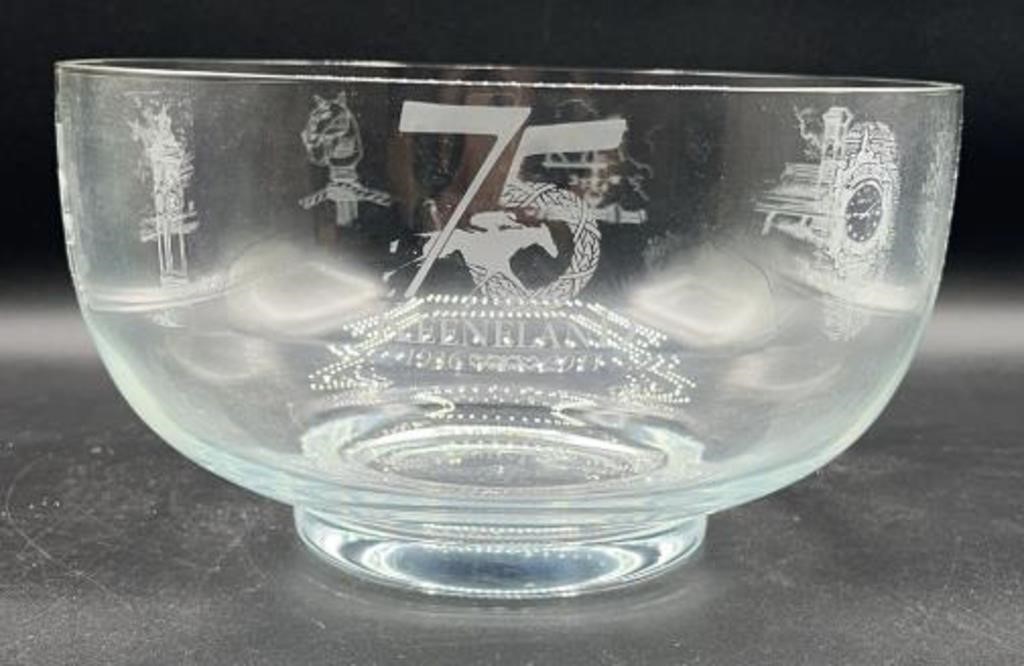 75th Keeneland Anniversary Etched Glass Bowl