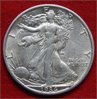 1936 S Walking Liberty Silver Half Dollar
