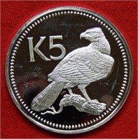 1975 Papau New Guinea Silver Proof 5 Kina