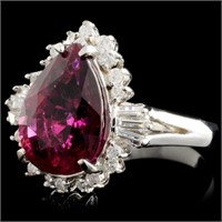 14K Gold 4.88ct Tourmaline & .50ctw Diam Ring