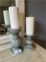 Pair of Candle Stands and Small Floral Print