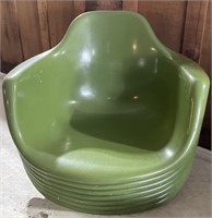 (7) mid-century style green hard plastic chairs