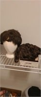 2 vintage wigs with styrofoam mold